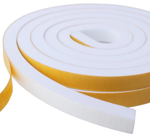 Dichtungsband Türdichtung Selbstklebend, Fensterdichtung Siegel Streifen 20mm(B) x 10mm(D) Türdichtung Gummi Schaum Siegel Anti-Kollision Streifen Schalldämmung Gesamtlänge 4M lang Weiß