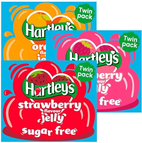 Jelly Bundle With Hartley Sugar Free Orange Jelly Crystals, Raspberry Jellys Crystals and Strawberry Jellys Crystal 23g Each (3 Pack)