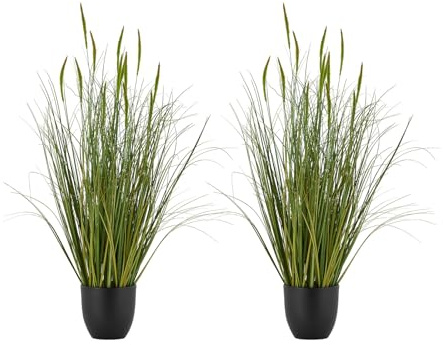 VEVOR Artificial Grass Plant, 2 Pack 35 inch Cattail Grass in Pot, Premium PVC Faux Fake Greenery Shrubs Plant for Indoor Outdoor House Home Garden Office Room Décor, Housewarming, Green