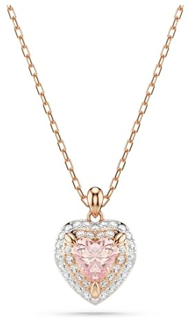 Swarovski One Pendant, Heart Cut, Pavé, Heart, Pink, Mixed Metal Finish