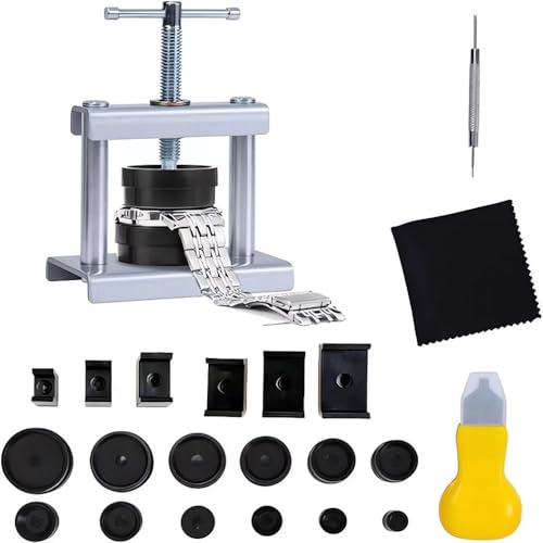 fuzhik Kit d'outils d'horloger avec 18 matrices - Outil de réparation de montre - Fermeture du boîtier pour changement de batterie - Presse de couvercle de montre pour cadrans ronds