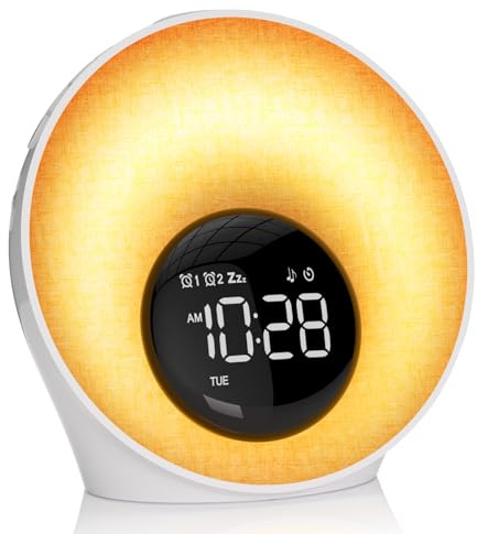 Sunrise Alarm Clock, White Noise Sleep Sound Machine for Bedroom, Wake Up Light with 30 Soothing Sounds, Dual Alarms, Snooze, Bedside Lamp, Christmas Gift for Baby, Adults, Heavy Sleepers