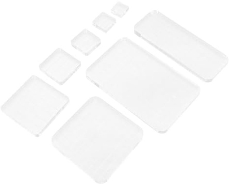 POPETPOP 8 St Akryl Stämpelblock med Rutnät Transparenta Multi Korttillverkning och Scrapbooking Precisionsjustering och Enkel Layoutplanering för DIY Hantverk