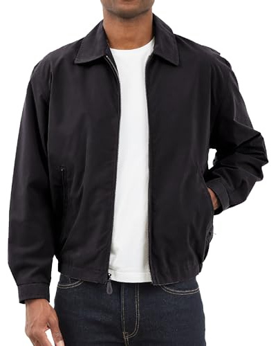 LONDON FOG Men's Auburn Zip-Front Golf Jacket (Regular & Big-Tall Sizes), Black, Medium