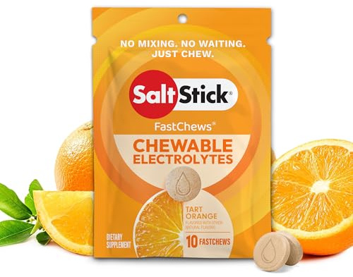 SaltStick Electrolyte FastChews - 120 Count Orange Flavor - Chewable Electrolyte Tablets for Hydration, Salt Tabs - 10 Count (Pack of 12)