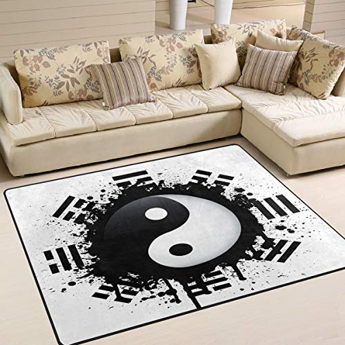 Mnsruu Chinesischer Yin-Yang-Teppich für Wohnzimmer, Schlafzimmer, 203 cm x 147,3 cm