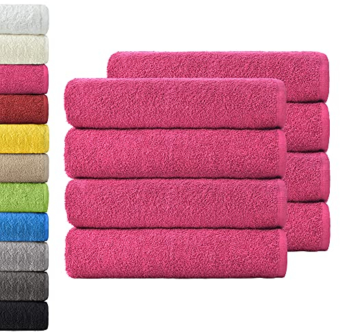 NatureMark NM-HT0701 8-er Spar-Pack Frottier Handtücher, 50 x 100 cm, Pink