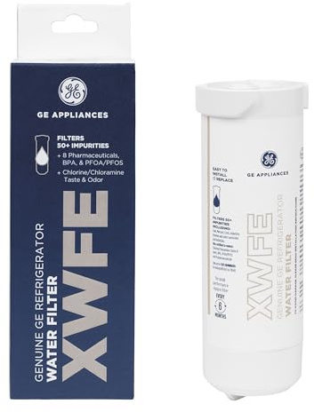 GE XWFE Refrigerator Water Filter, Genuine Replacement Filter, Certified to Reduce Lead, Sulfur, and 50+ Other Impurities, Replace Every 6 Months for Best Results, Pack of 1