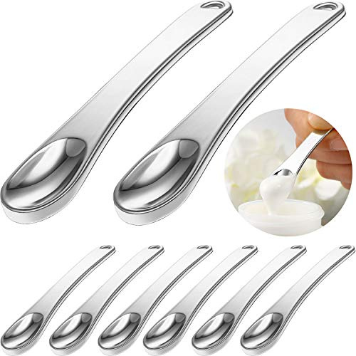 8 Pezzi Spatole Maschera Applicatore Spatola Trucco in Metallo Spatole Cosmetiche Mini Scoop di Bellezza Cucchiaio Crema Viso per Miscelazione e Campionamento