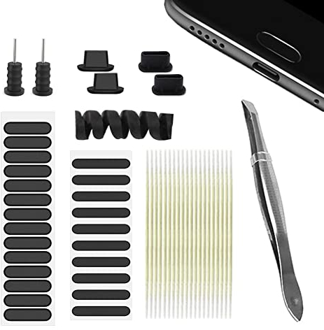 Kit de Polvo para Teléfono, Teléfono Adhesivo de Red para Altavoz/Cable de Protección de Auriculares de 3,5mm/Tapones de Polvo para el Tipo-c Phone12, Herramienta de Limpieza del Altavoz del Teléfono