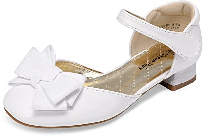 DREAM PAIRS Kids Zapatos de Tacón de 2.3cm Niña Bailarinas Chica Princesa con Plantillas Acolchada,Size 36,Blanco,SDFL2314K