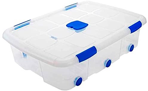 Acan Tradineur - Scatola di immagazzinaggio in plastica - Contenitore per giocattoli, libri, vestiti, coperte, n. 14-56,5 x 76,5 x 20,5 cm - 56 litri