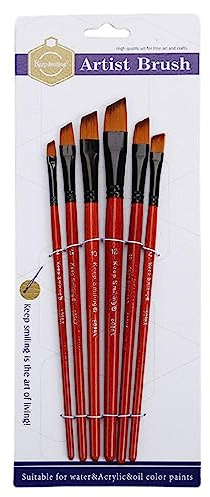 Set di 6 pennelli per pittura acrilica, ad angolo, in nylon, multiuso, per pittura ad olio, acquerello, artista, kit professionale, pennelli angolari, pennelli professionali per acrilico, set di 6