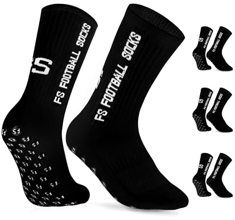 Gohanny Calze Calcio Antiscivolo Pacco da 3 Grip Socks Calcio,Taglia 35-39, Pettinato al 75%, Traspirante ed Elastico, Football Socks per Uomo Donna & Kinder, Nero
