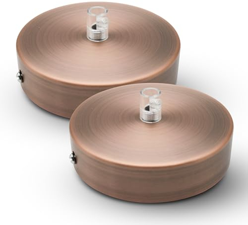 DOJA Barcelona | Deckenlampen Baldachin | Bronze | 2 Stück Packung | Lampenbaldachin 100x25mm | Deckenrosette | Metall Deckenbaldachin | Deckenlampen Zubehör, Schlafzimmerdekoration, Kabelabdeckung