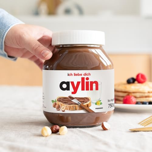Personalisiertes Nutella-Glas - das Highlight für den Frühstückstisch Geburtstagsgeschenk für Männer & Frauen (750 Gramm, personalisiertes Etikett)