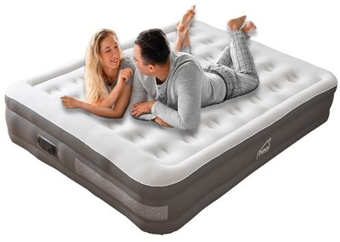 Neo Inflatable Air Mattress Bed with Built-in Electric Pump Blow Up Self-Inflation/Deflation Flocked Surface Guest Airbed Home Portable Camping (Double King)