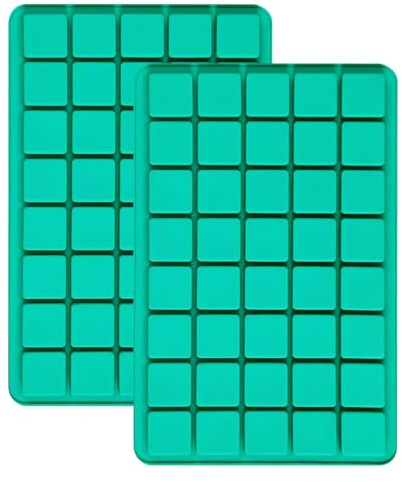 YXHZVON 40 Cavities Square Silicone Moulds, 2Pcs Small Cavity Chocolate Mold, Caramel Candy Silicone Molds, for Gummy, Ice Cube, Jelly, Truffles, Muffin, Energy Bar (Green)