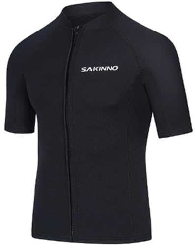 SaiDuoDuo Wetsuit Top Men 2mm Wetsuit Jacket Neoprene Long Sleeve Diving Suit for Water Sport,Black,XL