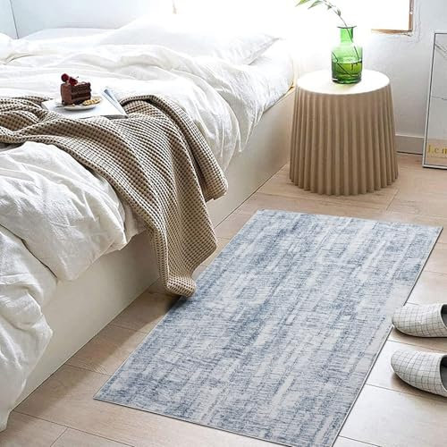 Tinyboy-hbq Washable Rugs Living Room Modern Area Rugs Non Slip Abstract Rug Soft Short Pile Rugs for Bedroom Large Living Room Rug Carpet (Abstract Light Blue/Multi, 60 x 120 cm)