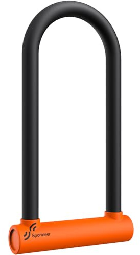 Sportneer Candado para bicicleta, 18 mm, resistente, con cable de acero de alta seguridad de 1,8 m, soporte de montaje ajustable y cerraduras antirrobo para bicicletas, bicicletas eléctricas