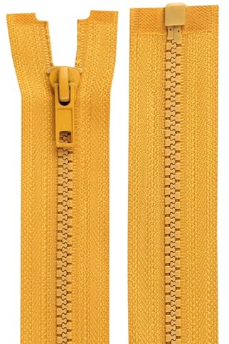 cyclingcolors 2x Cerniera Lampo n. 5 70 cm Chiusure Cursore Tirante Zip Poliestere Abbagliamento Arredamento Cucito Giacche, Senape