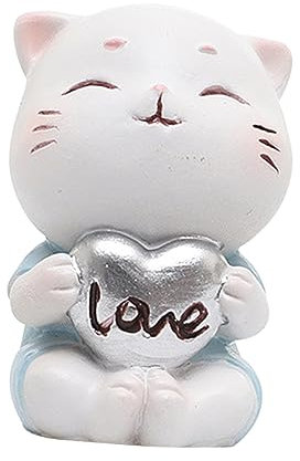 Toyvian Resin Cake Ornament Cat Cake Topper Home Decoration for Girls Desktop Decor Blue Cat for Birthday and Party