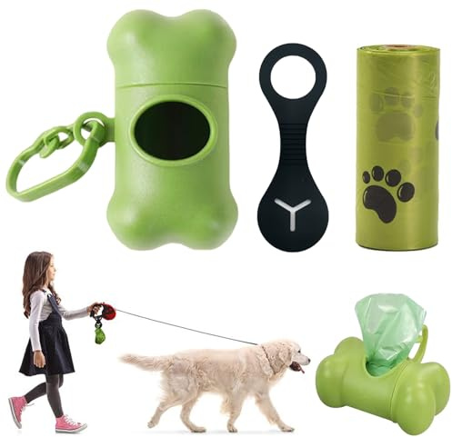 Distributeur Sac a Crottes Chien,Pince a Crotte de Chien,Sac a Caca pour Chien avec Distributeur et Clip pour Laisse,Chien Accessoires