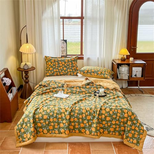 Odot Edredón Verano Cama 150/180/200/220, 2,5 TOG Reversible Edredon Acolchado Invierno Sin Funda - Ligera y Respirable Manta de Suave para Días Calurosos (Tulipanes Amarillos,220 * 240cm)