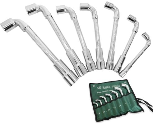 Flewdart set llaves de pipa hexagonales En L 8mm 10mm 12mm 13mm 14mm 17mm 19mm, juego de carraca pipa Crv Acero Cromo Vanadio, set llaves tubo