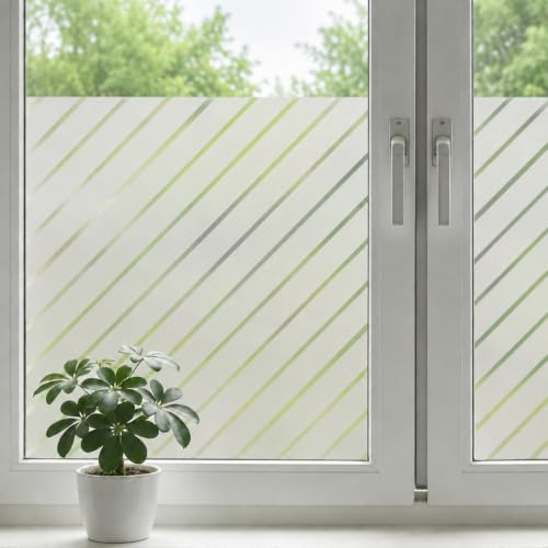 shinfly fönsterfilm diagonala ränder 75 x 200 cm – fönsterfilm ogenomskinlig, mjölkglasfolie självhäftande, statisk vidhäftning, anti-UV, insynsskydd och integritet