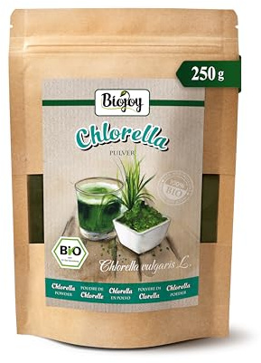 Biojoy Chlorella en Polvo Ecológica (250 g), natural y sin aditivos (Chlorella vulgaris L.)