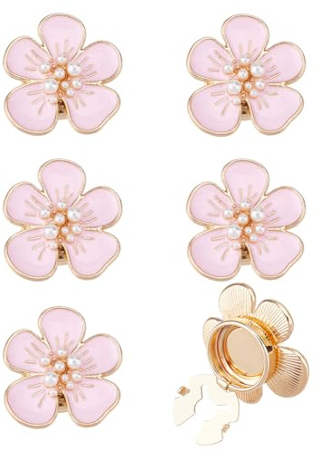 SUPerfINDINGS 6 st rosa blomma manschettknappar kamelia knappskydd eleganta kvinnor manschettlänk legering emalj manschettknappar mode manschettlänk smycken gåvor för kostym