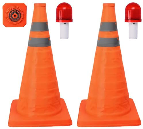 2 conos de tráfico plegables, 45 cm, conos de tráfico reflectantes, multiusos, reflectantes, conos de seguridad, plegables, plegables, conos de seguridad, conos de tráfico