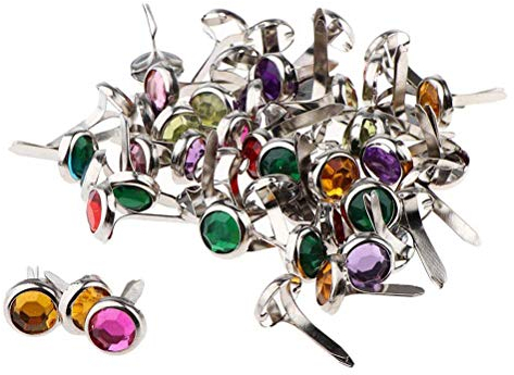 Deolven Mini Brads,100 Pack Mischfarbe Brads Rund Rundkopf Metall Papier Handwerk Befestigungen für Cardmaking Scrapbooking