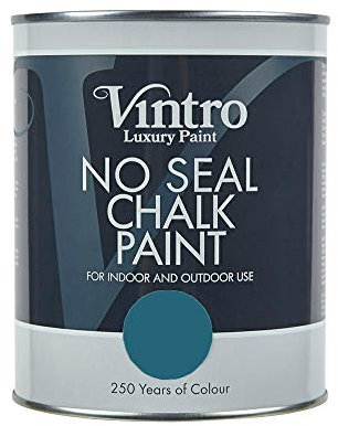Vintro | No Seal Chalk Paint | Blue | Interior & Exterior Use | Furniture | Walls | Wood | Metal | 1 Litre (French Navy)