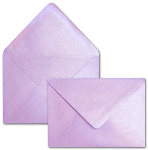 25x DIN C6 Briefumschläge, Lila mit Metallic Effekt, 114 x 162 mm, 90 g/m², beidseitig beschichtet mit Perlmutt-Effekt, Nassklebung, für Einladungen, Geburtstag, Taufe