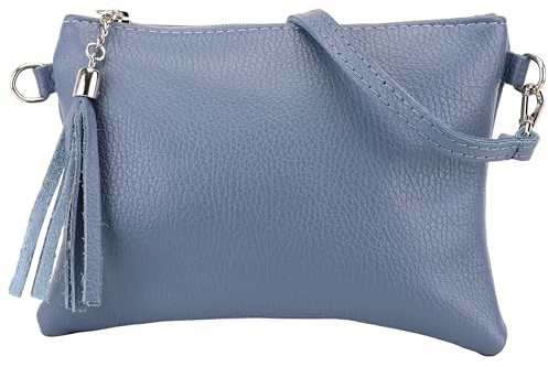 SH Leder Echtleder Umhängetasche Clutch kleine Tasche Abendtasche 22x15cm Anny G248 (Jeansblau)