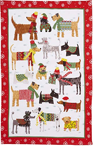 Ulster Weavers Christmas Geschirrtuch, 100 % Baumwolle, Rot/Mehrfarbig, Schneehunde