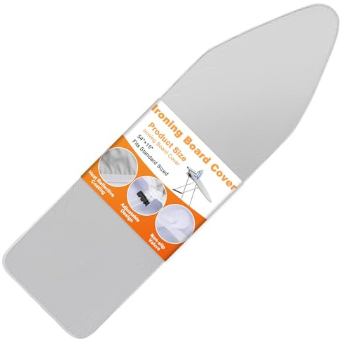 Ironing Board Cover - Ironing Board Cover and Pad Iron Board Cover Standard Size 15x 54 Ironing Board Covers Iron Covers for Ironing, Thickness: 3 mm/0.11 inches, Silver Coating Surface