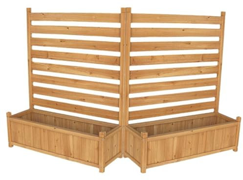 Wooden Outdoor Panel with Planter Box 36 W x 45 H Freestanding Wood Fence for Air Conditioner Composter Bin Trash Can Pool Equipment No Dig Kit Included