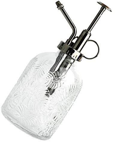 JOINPAYA Regadera para Plantas con Atomizador De Patrón Monstera Pulverizador De Agua para Jardín Interior y Exterior Rociador Transparente con Boquilla De Bronce Antiguo para Suculentas y