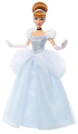 Mattel Disney Princess Askungen glittrande docka | Ställbar modedocka i klassisk look med avtagbar klänning, skor, halsband och örhängen, inspirerad av filmen, JMP62