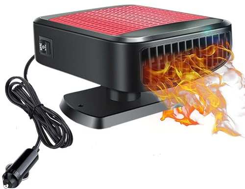 Calentador portátil para coche de 12 V y 200 W, ventilador giratorio de 360° con doble función de calefacción y refrigeración para desempañar el parabrisas, calentador para coche con enchufe