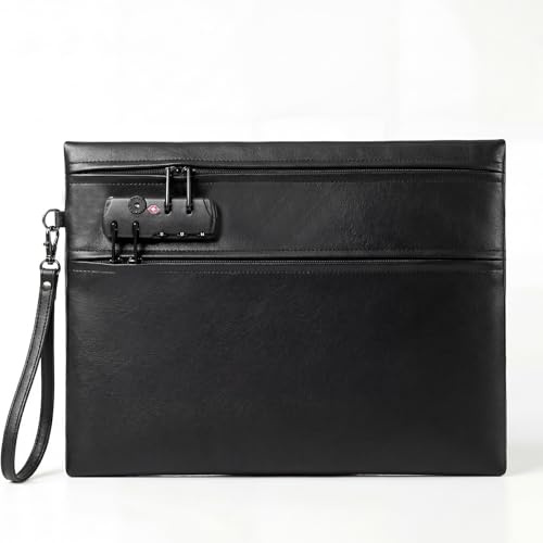 Caja Fuerte Ignifuga 6400°F con Cerradura, 12 Capas de Aislamiento, Doble Cremallera Bolsa Anti Fuego Impermeable para Efectivo, Pasaporte, Documentos y Objetos de Valor (Negro, 36x26cm)