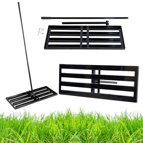Livellatore per prato, 80 x 30 cm, livellatore rastrello verniciato a polvere, Lawn Leveling Rake, Planter in metallo, anticorrosione, stabile per la cura del giardino e del prato