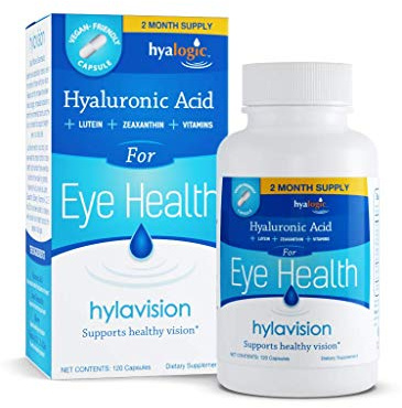 Hyalogic HylaVision Eye Health Supplement - Hyaluronic Acid, Lutein and Zeaxanthin Supplements – Contains Eye Vitamins A, C, E, and Zinc – Soothe Tired Eyes (120 Capsules)