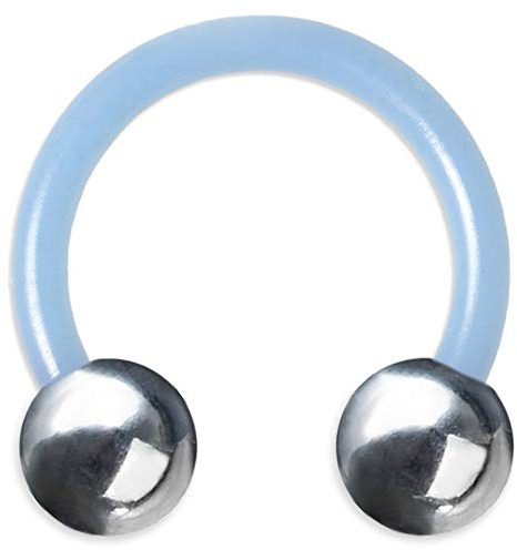 viva-adorno 2 x 12 x 6 mm hufeisen Piercing PTFE plast rostfritt stål kulor bröstpiercing septumpiercing Z439 e rostfritt stål, colore: Ljusblå, cod. Z439