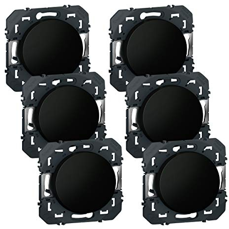 LEGRAND | Multipack Dooxie 6 Interrupteurs Va Et Vient Noir Composable, Montage Encastré, Finition Mate, Protection Surface Laquée