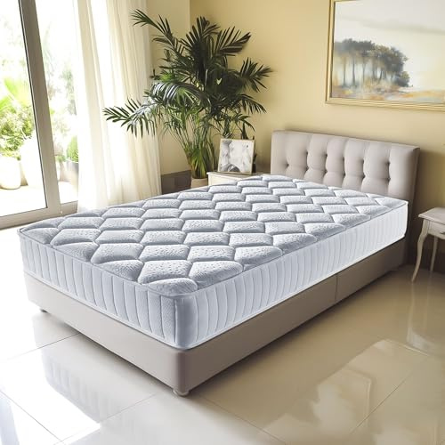 Provence literie Matelas Marie a Ressorts Ensaches + 4 cm Memoire de Forme 80 Kg/m3 + Alese 80x200 Hauteur +/- 26 cm - Accueil Moelleux - Soutien Equilibre + Oreiller Visco - 7 Zones de Confort -